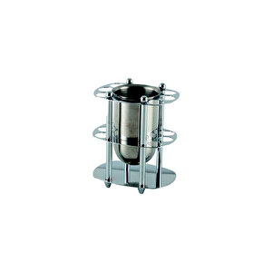 İgk Yapi - Çelik Banyo Desen Metal Set Üstü Krom Bardaklı Fırçalık (50-076)