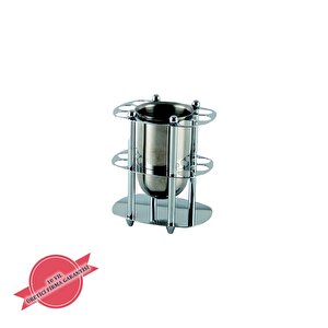 İgk Yapi - Çelik Banyo Desen Metal Set Üstü Krom Bardaklı Fırçalık (50-076)
