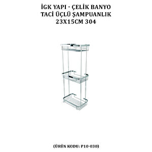 İgk Yapi - Çelik Banyo Taci Üçlü Şampuanlık 23x15cm 304 (p10-030)