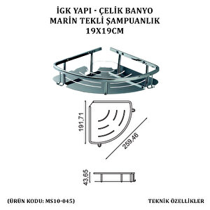 İgk Yapi - Çelik Banyo Marin Tekli Şampuanlık 19x19cm (ms10-045)