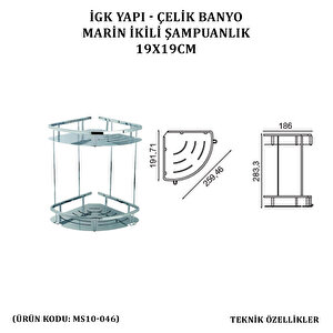 İgk Yapi - Çelik Banyo Marin İkili Şampuanlık 19x19cm (ms10-046)