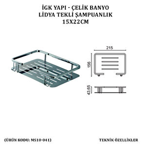 İgk Yapi - Çelik Banyo Lidya Tekli Şampuanlık 15x22cm (ms10-041)