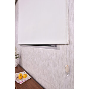 Ekru Karartma Düz Etek Dilimsiz Ds-screen 1 Blackout Zebra Stor Güneşlik Perde 80x200 cm