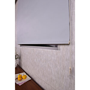 Beyaz Karartma Düz Etek Dilimsiz P 1090 Blackout Zebra Stor Güneşlik Perde 80x240 cm