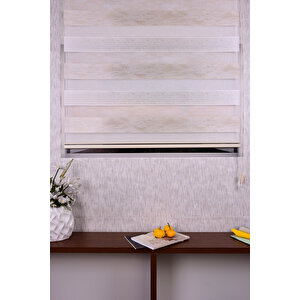 Krem Pliseli Etek Dilimsiz Ds 10790-v6 Zebra Stor Güneşlik Perde 240x240 cm