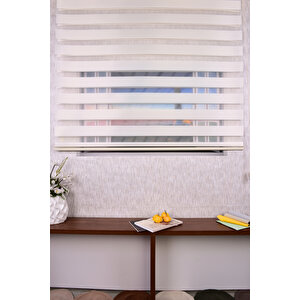 Ekru Düz Etek Dilimsiz 616-4 Zebra Stor Güneşlik Perde 80x260 cm