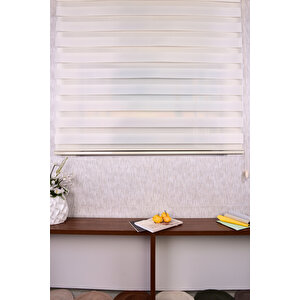 Ekru Düz Etek Dilimsiz 616-4 Zebra Stor Güneşlik Perde 80x260 cm