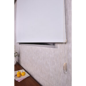 Ekru Karartma Düz Etek Dilimsiz Ekru Blackout Zebra Stor Güneşlik Perde 80x260 cm