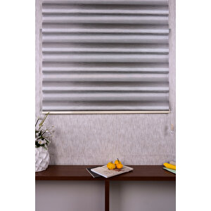Gri Kendinden Desenli Etek Dilimsiz Ds 11714-v5 Zebra Stor Güneşlik Perde 100x260 cm