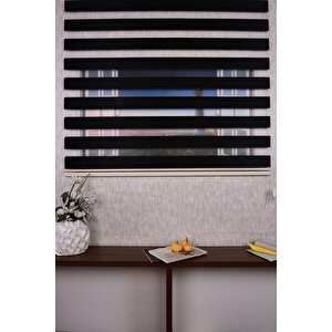 Siyah Düz Etek Dilimsiz Siyah 10687 V10 Zebra Stor Güneşlik Perde 120x220 cm