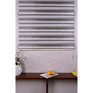 Gri Kendinden Desenli Etek Dilimsiz Ds 11714-v5 Zebra Stor Güneşlik Perde 220x260 cm