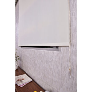 Krem Düz Etek Dilimsiz İp 1010 Zebra Stor Güneşlik Perde 220x220 cm