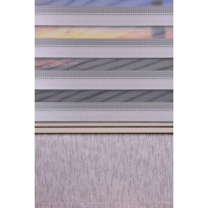 Açık Gri Kendinden Desenli Etek Dilimsiz Ds11747 V3 Zebra Stor Güneşlik Perde 220x200 cm