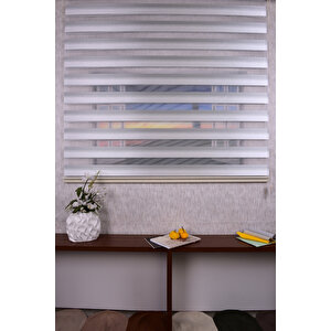 Açık Gri Kendinden Desenli Etek Dilimsiz Ds11747 V3 Zebra Stor Güneşlik Perde 120x260 cm