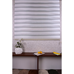 Açık Gri Kendinden Desenli Etek Dilimsiz Ds11747 V3 Zebra Stor Güneşlik Perde 120x260 cm