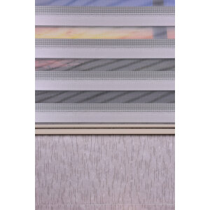 Açık Gri Kendinden Desenli Etek Dilimsiz Ds11747 V3 Zebra Stor Güneşlik Perde 120x260 cm