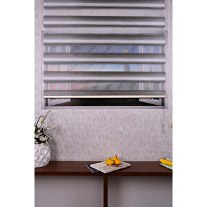 Gri Kendinden Desenli Etek Dilimsiz Ds 11714-v5 Zebra Stor Güneşlik Perde 80x240 cm