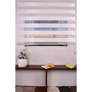 Krem Kendinden Desenli Etek Dilimsiz Ds 10738-v4 Zebra Stor Güneşlik Perde 200x240 cm