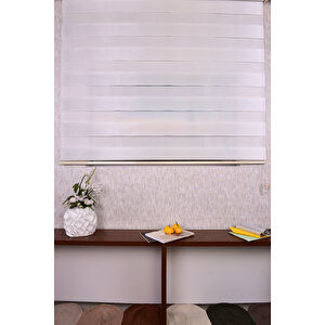 Krem Kendinden Desenli Etek Dilimsiz Ds 10738-v4 Zebra Stor Güneşlik Perde 200x240 cm