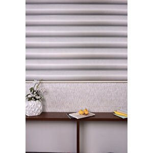 Gri-krem Pliseli Etek Dilimsiz Ds 10658-v9 Zebra Stor Güneşlik Perde 220x260 cm