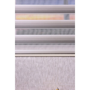 Gri-krem Pliseli Etek Dilimsiz Ds 10658-v9 Zebra Stor Güneşlik Perde 200x200 cm