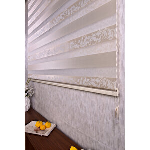 Krem Kendinden Desenli Etek Dilimsiz Ds 954-v1 Zebra Stor Güneşlik Perde