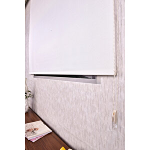Ekru Simli Düz Etek Dilimsiz İp 1000 Simli Sr Zebra Stor Güneşlik Perde 160x220 cm