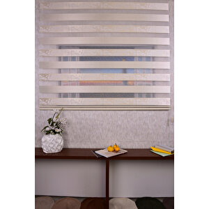 Krem Kendinden Desenli Etek Dilimsiz Ds 954-v1 Zebra Stor Güneşlik Perde 120x240 cm