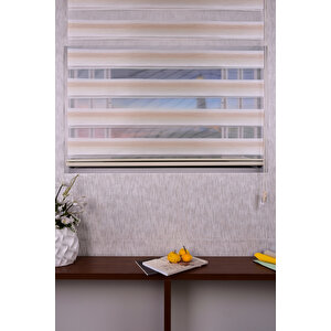 Krem Kendinden Desenli Etek Dilimsiz Ds 11714-v1 Zebra Stor Güneşlik Perde 180x260 cm