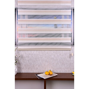 Bej Kendinden Desenli Etek Dilimsiz Ds 11717-v1 Zebra Stor Güneşlik Perde 140x240 cm