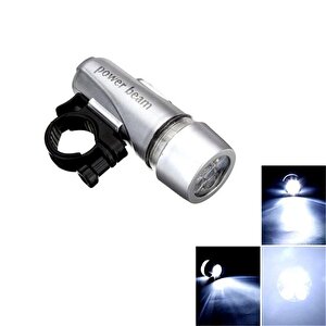 Led Bisiklet Lambası Feneri Ön Far Işık Aydınlatma ( Pil Dahil) Gri Renk