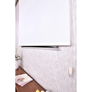 Ekru Düz Etek Dilimsiz İp 1000 Zebra Stor Güneşlik Perde 240x240 cm