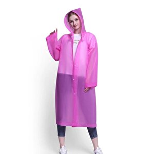 Pembe Kadın Erkek Yağmurluk Kapüşonlu Çıtçıtlı Eva Unisex Pratik Kapşonlu Yağmurluk Xl Büyük Beden