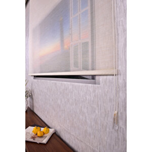 Gold 6 Boğumlu Tül Etek Dilimsiz Zebra Stor Güneşlik Perde 120x260 cm