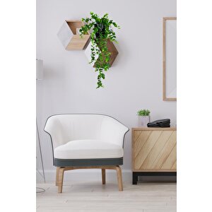Yapay Çiçek Saksıda Sarkan Şimşir Okaliptus Yapay Sarmaşık 56cm Siyah Saksıda