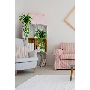 Yapay Çiçek Saksıda Sarkan Şimşir Okaliptus Yapay Sarmaşık 56cm Siyah Saksıda