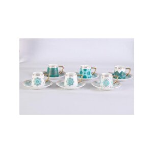 Oms Amazonite 12 Parça Porselen Kahve Fincan Takımı