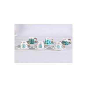 Oms Amazonite 12 Parça Porselen Kahve Fincan Takımı