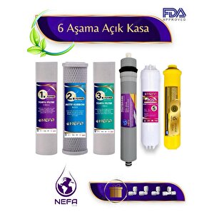 Nefa Açık Kasa Su Arıtma Ve İhlas Aura Cebilion -Compact Model- Uyumlu Extra Mineral 6'lı Filtre Seti