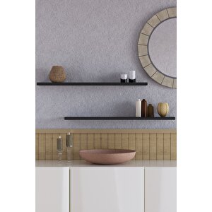 70 Cm 2li Mat Siyah Mdf Uçan Duvar Rafı Gizli Bağlantı Kitaplık