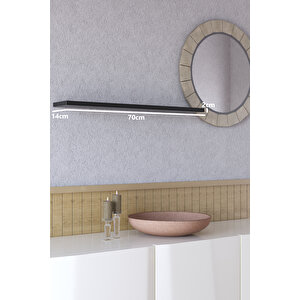 70 Cm Mat Siyah Mdf Uçan Duvar Rafı Gizli Bağlantı Kitaplık