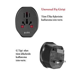 Sl-wl07 İngiliz Erkek Unııversal Dişi Siyah Priz Dönüştürücü Adaptör