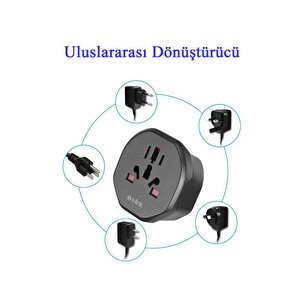 S-link Sl-wl07 İngiliz Erkek Unııversal Dişi Siyah Priz Dönüştürücü Adaptör