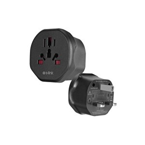 S-link Sl-wl07 İngiliz Erkek Unııversal Dişi Siyah Priz Dönüştürücü Adaptör