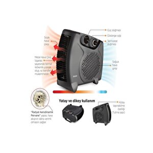 Raks Pf20 Black Elektrikli Fanlı Isıtıcı - Soğutucu