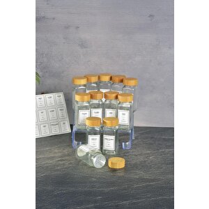 Digithome Etiketli 12’li Bambu Kapaklı Cam Kare Baharatlık Seti 125ml Thn86125 C- 1-1-18