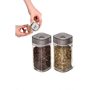 Etiketli 12’li Döner Kapaklı Cam Kare Baharatlık Seti 120ml Thn86502 C- 1-1-18