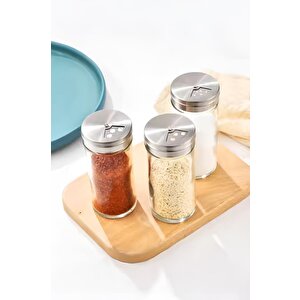 Etiketli 12’li Metal Kapaklı Cam Yuvarlak Baharatlık Seti 170ml Thn86421 C- 1-1-18