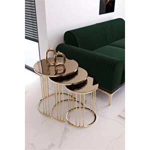 Elzey 3'lü Zigon Sehpa Gold Ayak Bronz Ayak