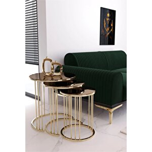 Elzey 3'lü Zigon Sehpa Gold Ayak Bronz Ayak